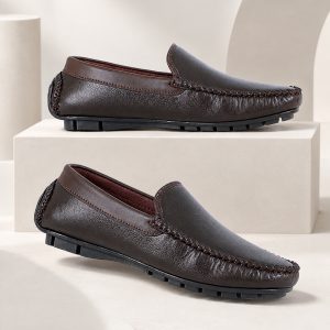 Genuine Leather Loafer For Men ! Plain Chocolate ! – L002